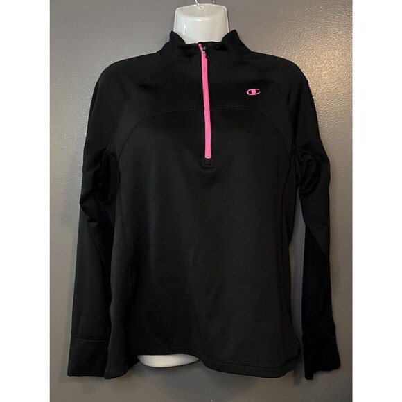 Champion Power Train Women's Size Large Quarter Zip Long Sleeve Pullover Black - Picture 1 of 4